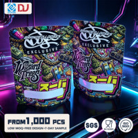 Sacs Mylar anti-odeur à faible MOQ, colorés, avec motif graffiti, doublés en aluminium, 3,5g, pour bonbons gélifiés aux fruits