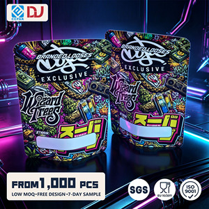 <span class=keywords><strong>Sacs</strong></span> Mylar anti-odeur à faible MOQ, colorés, avec motif graffiti, doublés en aluminium, 3,5g, pour bonbons gélifiés aux fruits - Product Image 2