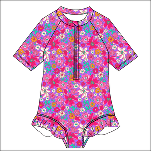 بدلة سباحة للأطفال الرضع والبنات، سريعة الجفاف، بسحاب، قصيرة - Product Image 6