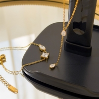 Collier Bowei élégant avec zircon, pendentif goutte d'eau, bracelet carré losange multi-titane