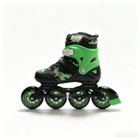 Patins à roulettes d'extérieur vert camouflage militaire avec 4 roues en PU pour une protection intégrale et une sécurité accrue lors de la patinage