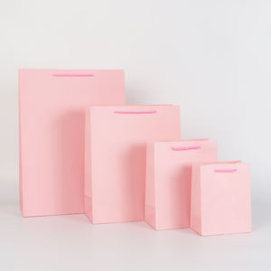 Sacs d'emballage cadeau fleur rose avec poignées de transport pour petites entreprises sacs en papier kraft pour cadeaux de fête d'anniversaire, shopping - Product Image 6