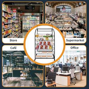 Bakery display rack snack display rack 6-tier supermarket <b>shelving</b> <b>unit</b> with wheels and top sign holder - Product Image 5