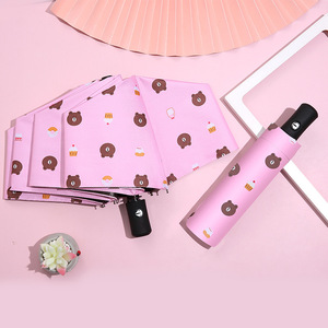 Parapluie pliant automatique à imprimé ours de dessin animé mignon, 3 plis, coupe-vent, ouverture et fermeture automatiques, <span class=keywords><strong>parasol</strong></span> de voyage pour filles - Product Image 4
