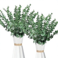 Daun Eucalyptus Buatan 38cm Batang Tunggal Tanaman Hijau Dekorasi Rumah Gaya Farmhouse Dalam/Luar Ruangan