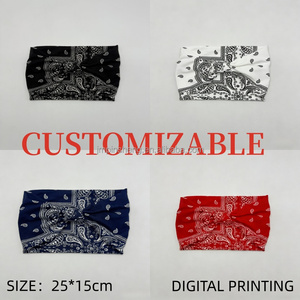 Diadema de tela estilo retro Hip Hop de la <span class=keywords><strong>Costa</strong></span> Oeste con diseño de flor de anacardo, popular para absorber el sudor y brindar comodidad urbana para damas. - Product Image 2