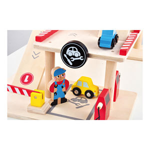 Jouets de stationnement en <span class=keywords><strong>bois</strong></span> pour enfants, jeu préscolaire pour la famille, construction d'escaliers, <span class=keywords><strong>garage</strong></span>, voitures - Product Image 2