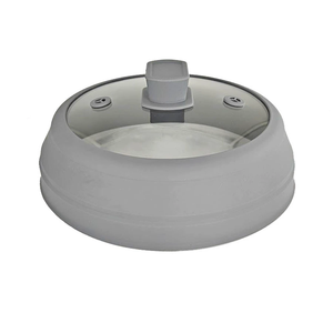 כיסוי מיקרוגל פלטת מיקרוגל סיליקון קריסה צלחת מיקרוגל כיסוי עם זכוכית עבור מזון splatter מגן שחור 9 אינץ' - Product Image 4