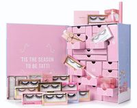 Boîte de calendrier de l'avent de Noël personnalisée, style livre, boîte cadeau cosmétique pour cils, vernis à ongles, rouge à lèvres, maquillage, produits de beauté