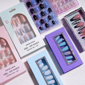 Vente en gros d'<span class=keywords><strong>ongles</strong></span> artificiels Barbiecore rose, effet œil de chat, style français, forme amande, à coller, personnalisables, avec colle - Product Image 2