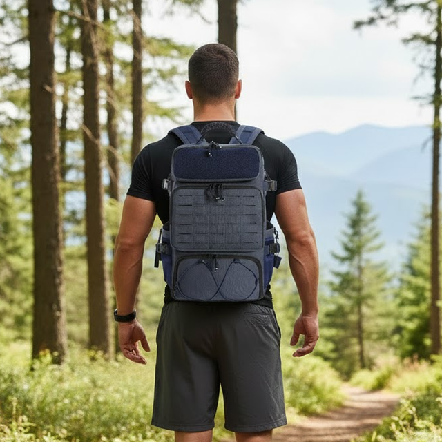 35L Oxford Polyester Outdoor Tactical Backpack Zipper Closure Laser Cut Design Waterproof Molle System Independent Shoe