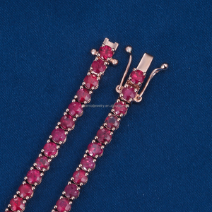 Cadena de oro sólido de 9K 10K 14K 18K auténtica personalizada, cadena de eslabones de tenis de rubí natural cultivada en laboratorio, pulsera, collares - Product Image 3