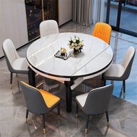 Meubles de Salle à Manger de Style Chinois Chaud Luxe Moderne en Bois Table à Manger Extensible en Marbre et Chaises
