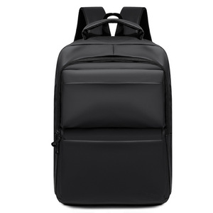 Cross-border <b>mens</b> black business leather-skin laptop bag, urban casual <b>backpack</b> <b>for</b> college students, large-capacity notebook - Product Image 1
