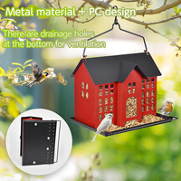Mangeoires à oiseaux JH-Mech 5,6 lb avec trois petits compartiments individuels, nettoyage rapide, dessus amovible, en acier au carbone, pour l'extérieur