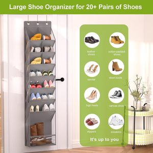 Organisateur de chaussures pliable à suspendre sur la porte, pour placard, avec grandes poches profondes, vente en gros - Product Image 5