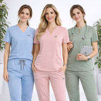 Nouvel ensemble de blouses chirurgicales respirantes et élastiques multicolores avec logo personnalisé 2026, 7 % élasthanne, 72 % polyester, 21 % rayonne