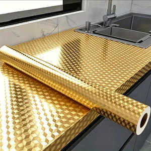 <span class=keywords><strong>Papier</strong></span> <span class=keywords><strong>peint</strong></span> autocollant en aluminium PET métallisé, résistant à l'huile, imperméable, résistant à la chaleur, décoration de cuisine - Product Image 4