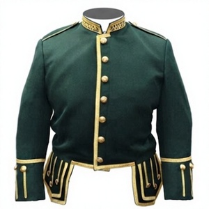 Veste écossaise doublette vert Highland pour homme, en laine, col montant, boutons recouverts, coupe classique - Product Image 1