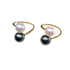 Anillo de Plata de Ley S925 10236DIY con Base Vacía, Nueva Tendencia, Doble Perla de 7-10 mm, Accesorios para Pendientes, Joyería - Product Image 5