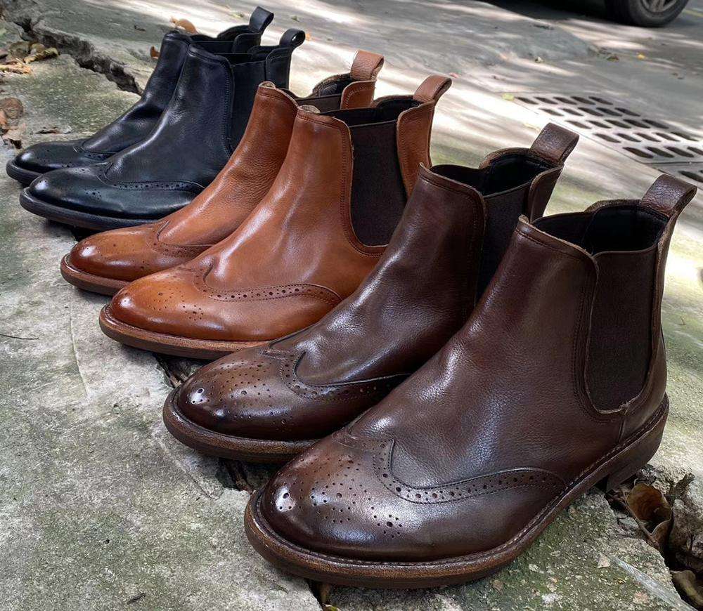 Botines de cuero genuino para hombre de diseñador italiano con