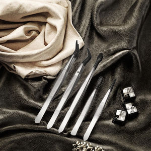 Pinzas Profesionales Multiusos de Acero Inoxidable para Pestañas, Puntas Planas e Inclinadas, Negras, para Depilación de Cejas - Product Image 3