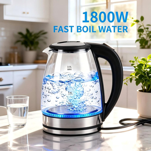 Bouilloire électrique en verre 2,0 L 1500 W avec lumière LED 360° °   Base sans fil à arrêt automatique CE/GS/CB, disponible en version OEM, qualité hôtelière - Product Image 4