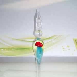 Stylo en verre cristal fait main méduse Figurine Signature écriture <span class=keywords><strong>encre</strong></span> à tremper Murano Art verre filetage plume Technique <span class=keywords><strong>de</strong></span> travail au chalumeau - Product Image 6