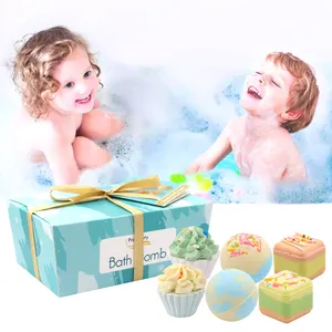 OEM Großhandel Private Label Custom ized Bio handgemachte vegane Verpackungs boxen Bunte Duft Cupcake Bade bombe Geschenkset