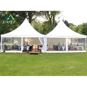 Tenda Pagoda gazebo segi enam kanvas luar ruangan dengan kanopi tahan air pesta mewah tenda 3X3 4X4 5X5 6X6