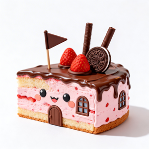 Figura de PVC Personalizada, Modelo de Decoración de Fortaleza de Pastel de Chocolate con Fresas - Product Image 2