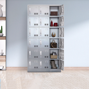 Armario de Almacenamiento de Acero Inoxidable con 18 Puertas, Armario Metálico para Escuela, Guardarropa de Acero para Personal, Armario de Gimnasio para 201 Personas - Product Image 1