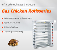 Four à rôtir au gaz commercial pour poulet, en acier inoxydable, avec 8 broches