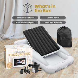 Lit de voyage <span class=keywords><strong>gonflable</strong></span> portable pour tout-petits avec pare-chocs de sécurité, ensemble de <span class=keywords><strong>matelas</strong></span> pneumatique pour enfants avec pompe et sac de transport pour le camping - Product Image 5