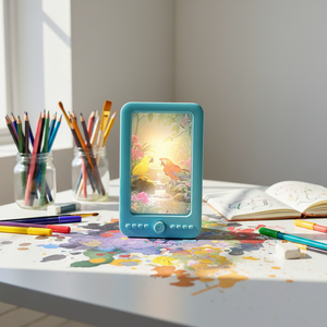 Lampe de chevet LED carrée moderne 3D GL-W130 avec interrupteur à bouton, double changement de couleur, en plastique PP, à brancher, pour chambre d'enfant - Product Image 3