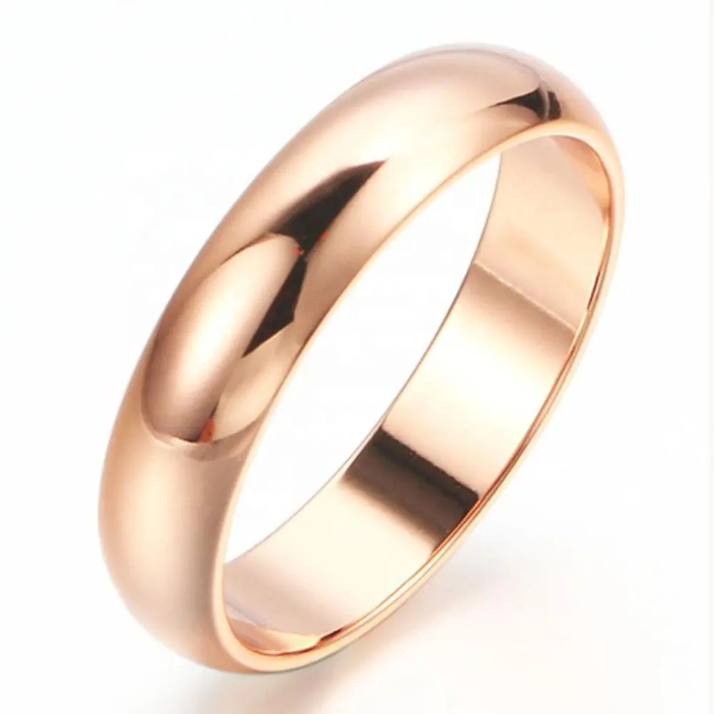 Hot Sale 2020 18K Rose Gold Color High Polish Wedding Band Classic rings For Man and Woman