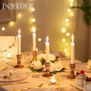 Inweder Set of 10 Rustic Wood <b>Taper</b> <b>Candle</b> <b>Holders</b> for Weddings and Table Centerpiece for Candlesticks - Product Image 6