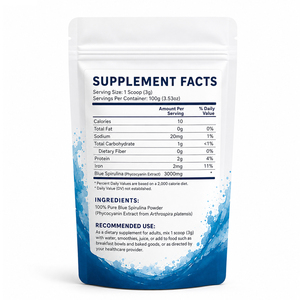 Ficocianina Orgánica Premium de Marca Privada, Vitaminas y Minerales, Espirulina Azul, Certificación ISO, Polvo Instantáneo Personalizable - Product Image 4