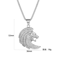 Liontin Singa Berlapis Emas Anti Air dari Baja Tahan Karat dengan Zirkon, Kalung Kepala Singa, Perhiasan Hip Hop Kustom Grosir
