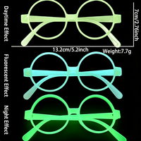 Lunettes rondes bleu néon, brillent sous lumière UV, accessoire de costume pour cabine photo, soirée et carnaval