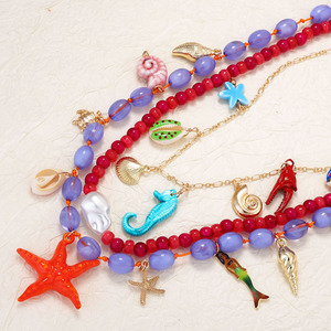 Collane Stratificate Bohemian Ocean Charm con Ciondoli a <span class=keywords><strong>Stella</strong></span> Marina, Conchiglia e Cavalluccio Marino, Collane <span class=keywords><strong>di</strong></span> Perline - Ingrosso - Product Image 6