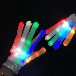 2024 Halloween Decoration Party Flashing Finger Lighting Glow Mittens LED Glow Gloves for Halloween Toys Kids