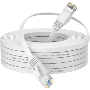 UTP Cat6 PVC Network LAN <b>Cables</b> 32AWG BC Conductor <b>RJ45</b> 8P8C Black Patch Cord Ethernet Communication Flat <b>Cable</b> - Product Image 4