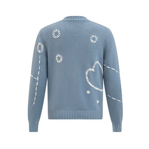 <span class=keywords><strong>Cardigan</strong></span> di Lusso Personalizzato con Scollo a V e Ricamo, Maglione Vintage <span class=keywords><strong>Blu</strong></span> da <span class=keywords><strong>Donna</strong></span> con Ricami - Product Image 2