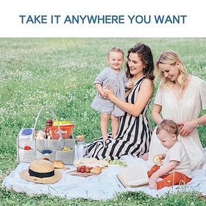 Boîte de rangement avec couvercle GRIS KAKI Blanc Organisateur de couches pour bébé Poignées en feutre Caddy pour table à langer Nouveau-né Essentials Bin - Product Image 5