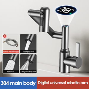 Filtre anti-éclaboussures rotatif robinet à affichage numérique pivotant à 360 degrés extensible <span class=keywords><strong>accessoires</strong></span> de robinet de salle de bain à 3 voies - Product Image 3