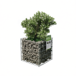 Jardinière carrée en gabion d'acier galvanisé 19,7 po x 19,7 po x 19,7 po, style rustique - Product Image 1