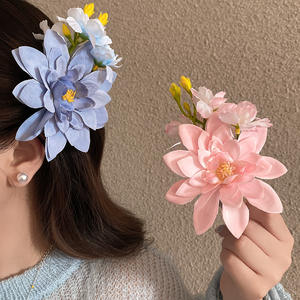 Pinza para el pelo con diseño de orquídea tailandesa hecha a mano, ideal para la playa o resort, para mujer, venta al por mayor. - Product Image 2