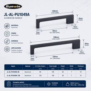 OEM 공장 직사각형 모던 웨이브 디자인 무광 블랙 알루미늄 합금 96/128mm 주방 빌라 드레서 캐비닛 도어 옷장 - Product Image 4