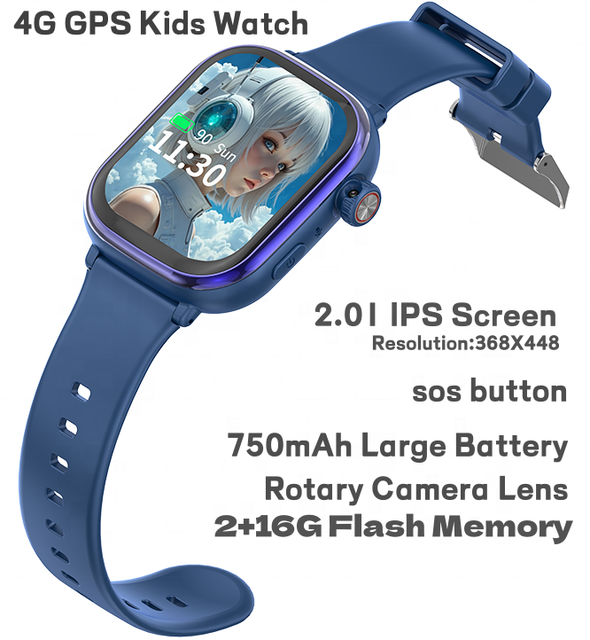 4g Sim Card-Smart Watch for Kids GPS Tracker Android OS Rectangular Design No Social Media Internet Fees Required